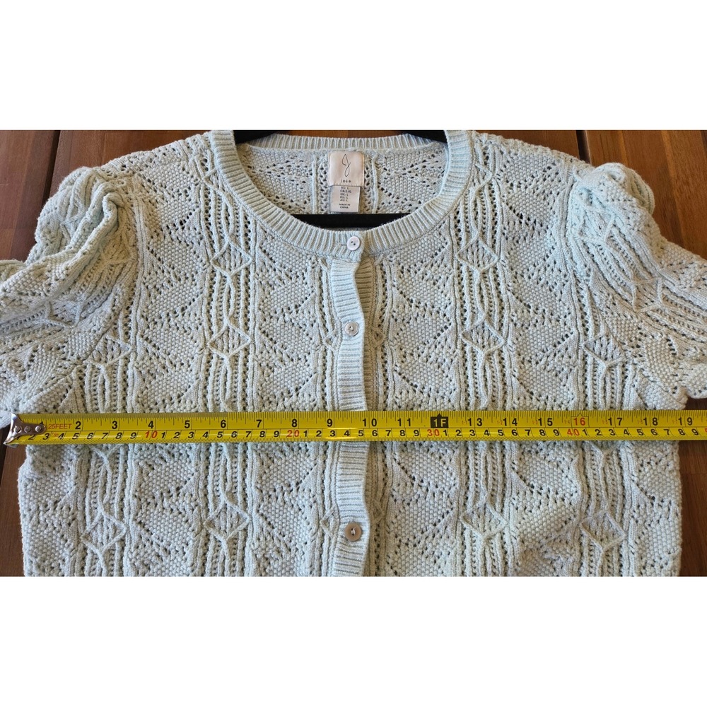 Knit Short Sleeve Cardigan Sweater L Coastal Preppy Old Money Cottagecore Fairy - Picture 6 of 8
